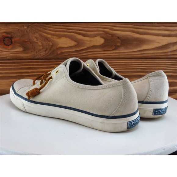 SPERRY Size 8.5 Boat Shoe‎ Beige Fabric Medium Lace Up Women - Picture 9 of 11